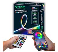V-TAC Striscia LED RGB Magic Smart 5 Metri -[ 16 MILIONI DI COLORI ] - Controllo Telecomando e App Alimentazione USB 5V - 3W/m - 30 LED/m - Per Casa, Camera, Salotto, Interni, Arredi, Profili