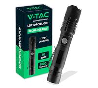 V-TAC VT-9910 Torcia LED 10W con batteria ricaricabile USB C 100LM/W IP54 240mt