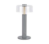 V-TAC Lampada LED da Tavolo 1W Colore Grigio e Bianco Trasparente Ricaricabile con USB C Touch Dimmerabile 3000K