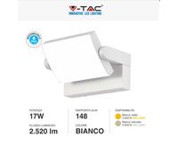 LAMPADA LED PARETE RETTANGOLARE 17W BIANCA RUOTABILE LUCE BIANCO NATURALE IP65 VT-11020-LED2935 V-TAC