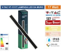 V-TAC VT-11117 LAMPADA LED DA MURO 17W WALL LAMP SMD APPLIQUE CRI≥90 IP65 NERA