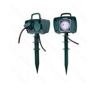 v-tac vt-1112-3 presa elettrica da giardino con timer e picchetto 2 prese 16a co
