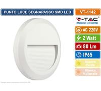 V-TAC VT-1142 FARETTO SEGNAPASSO LED BIANCO SUPERFICIALE ROTONDO 2W ESTERNO IP65