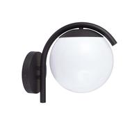 V-TAC Lampada LED da Muro con Sfera Opale e Portalampada E27 200*280*260mm Colore Nero Opaco IP44