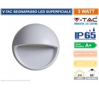 V-TAC VT-1182 FARETTO SEGNAPASSO LED A MONTAGGIO SUPERFICIALE ROTONDO 3W IP65