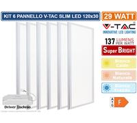 V-TAC Pannello LED 29W 120LM/W 1200*300mm 4000K Driver Incluso