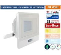 V-TAC VT-138S FARO SMD LED SAMSUNG 30W IP65 SENSORE DI MOVIMENTO E CREPUSCOLARE