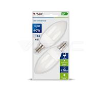 Confezione da 2 Lampadine LED E14 5.5W=40W, Smd Candela Luce Fredda 6400K