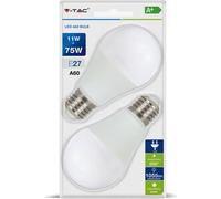 V-Tac Vt-2111 Lampadina Led E27 11w 100lm/w A60 2700k (Set 2 Pezzi)