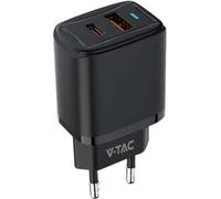 V-Tac Vt-3530 Caricabatteria Adattatore Da Viaggio Usb 20w 1 Pd+1 Qc Colore Nero - 23581