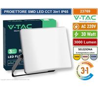 V-TAC VT-44036CCT PROIETTORE FARO SMD LED 30W DIFFUSORE BIANCO CON SELETTORE CCT