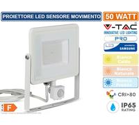 V-TAC VT-50-S 466 Faro LED Samsung 50W Movimento Crepuscolare 3000K bianco IP65