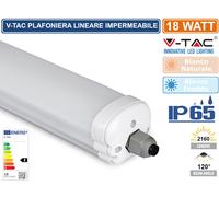 V-TAC VT-6076 TUBO LED PLAFONIERA 18W LAMPADINA 60CM IMPERMEABILE ESTERNO IP65