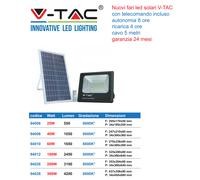 V-TAC VT-60W FARO LED PANNELLO SOLARE E CREPUSCOLARE CON TELECOMANDO 60W