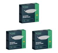 V-TAC VT-61003 Minipannello led 3W pannello montaggio ad incasso rotondo 110lm/w luce bianco caldo 3000K - 7855 (Confezione da 3)
