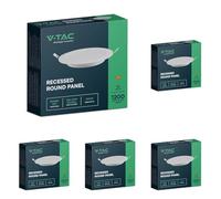 V-TAC VT-61012 Mini pannello led 12W pannello montaggio ad incasso rotondo 110lm/w luce bianco caldo 3000K - 7861 (Confezione da 5)