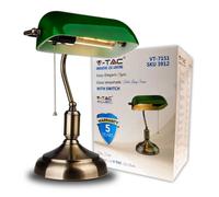 Lampada da Tavolo Stile Vintage V-TAC E27 IP20 Base Metallo Paralume Vetro Verde