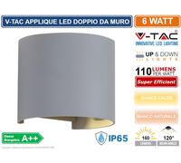 V-TAC VT-756 7083 Lampada Muro Arrotondata Doppio LED COB 6W Grigio 3000K IP65