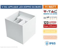 V-TAC Lampada LED da Muro Quadrata Doppio LED COB 11W Colore Bianco Satinato Fascio Luminoso Regolabile 3000K IP65