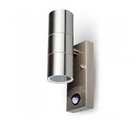 V-TAC VT-7622PIR Portalampada da muro wall light acciaio 2xGU10 con sensore PIR