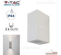 V-TAC VT-7652 PORTALAMPADA DOPPIA EMISSIONE DA MURO PER 2 GU10 IP44 APPLIQUE [EEK: A+]