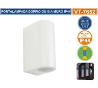 PORTALAMPADA DA PARETE 2 ATTACCHI GU10 BIANCA IP44 LUCE UP-DOWN VT-7652-LED7542 V-TAC
