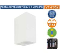 V-TAC VT-7652 PORTALAMPADA DOPPIO WALL LIGHT DA MURO PER 2 LAMPADINE GU10 IP44