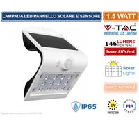 V-Tac VT-767-2 Lampada da Muro LED 1,5W con Pannello Solare e Sensore - SKU 8276 / 8277 - V-Tac: Bianco