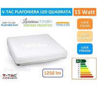 Plafoniera Led 15W forma quadrata colore bianco V-TAC - VT-8033SQ 6400K [EEK: Valore non applicabile]
