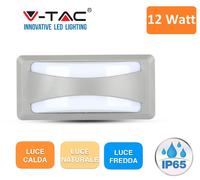 Lampada da muro Led SMD 12W Wall Light IP65 colore grigio V-TAC VT-8058 4000K [EEK: Valore non applicabile]