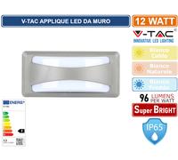 V-TAC Lampada LED da muro VT-8058 12W 3000K Grigio IP65 Rettangolare luce soffusa