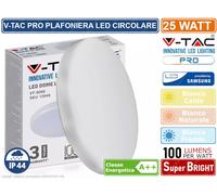 V-TAC VT-8066RD PLAFONIERA LED 25W FORMA CIRCOLARE CHIP SAMSUNG IP44 2500LM IK8 [EEK: A++]