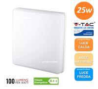 PLAFONIERA LED QUADRATA 25W LUCE BIANCO FREDDO IP44 SAMSUNG VT-8066-LED13979 V-TAC