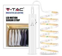 STRISCIA LED 2,4W 1METRO CALDA IP65 CON SENSORE A BATTERIE VT-8082-LED2573 V-TAC