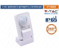 SENSORE MOVIMENTO E CREPUSCOLARE 20MT PARETE IP65 BIANCO VT-8083-LED1500 V-TAC