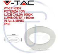 V-TAC VT-811 APPLIQUE LAMPADA FARETTO LED DA MURO FORMA ARROTONDATA 10W BIANCO