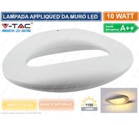 V-TAC VT-811 LAMPADA DA MURO WALL LIGHT LED 10W FORMA ARROTONDATA COLORE BIANCO