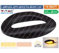 V-TAC VT-811 LAMPADA DA MURO WALL LIGHT LED 10W FORMA ARROTONDATA COLORE NERO