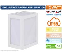 V-TAC VT-822 LAMPADA DA MURO DA ESTERNO GIARDINO LED 12W COLORE BIANCO IP65 [EEK: A+]