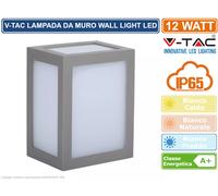 V-TAC VT-822 LAMPADA DA MURO DA ESTERNO GIARDINO LED 12W COLORE GRIGIO IP5