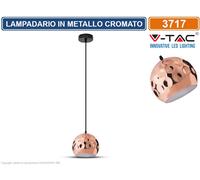 V-TAC VT-8250 LAMPADARIO IN METALLO CROMATO CON PORTALAMPADA PER LAMPADINE E27