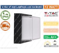 V-TAC VT-828 LAMPADA APPLIQUE LED DA MURO 12W WALL LIGHT COLORE NERO QUADRATA