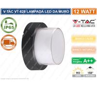 V-TAC VT-828 LAMPADA APPLIQUE LED DA MURO 12W WALL LIGHT COLORE NERO ROTONDA
