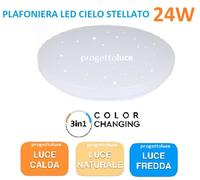 V-TAC VT-8424 PLAFONIERA LED 24W CAMBIA COLORE 3IN1 CIRCOLARE CIELO STELLATO