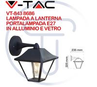 LAMPADA DA GIARDINO A PARETE LANTERNA ATTACCO E27 DOWN NERA VT-843-LED8686 V-TAC