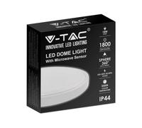 V-TAC Plafoniera LED Rotonda 18W con Sensore di Movimento a Microonde Colore Bianco 3000K IP44