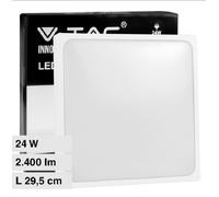 V-TAC VT-8624 PLAFONIERA LED QUADRATA 24W SMD IP44 COLORE BIANCO 2400lm [EEK: A+]