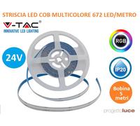 V-TAC VT-422 Striscia LED 24V COB 5M 13W/M 672LED/M multicolore RGB CRI>80 IP20 [EEK: F]