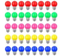 V-TOO Confezione da 40 Lampadine Colorate LED E27, 3W, 240Lumen, Lampade LED colorate per Casa Matrimoni Halloween Natale Albero Feste Fata Atmosfera e Illuminazione, Rosso Giallo Blu Verde Rosa