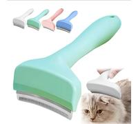 V Tooth Deshedding Comb for Cats, Pet Deshedding Tool with Curve Blade-Pet Grooming Brush V-Shaped Teeth Brush for Dogs & Cats, Reduces Shedding Fast, Prevents Mats & Tangles Safely (Green,S(2.95in))
